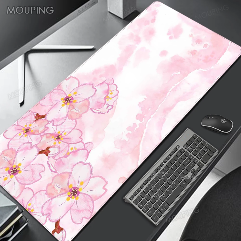 Sakura Mousepad Black Mausepad Pink Setup Gamer Accessories Office Carpet Japanese Art Mouse Pad Company Gaming Deskmat 90x40 Xl