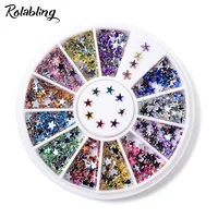 1Box 3mm Star Shaped 12 Colors Nail Art Rhinestone AB Rainbow Color Crystal Beads DIY Nail Art Decoration Accessories 1