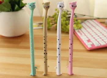 

1pcs/lot Kawaii Crooked Neck Cat With Tail Lid Gel Pen Stationery Caneta Office supplies material school