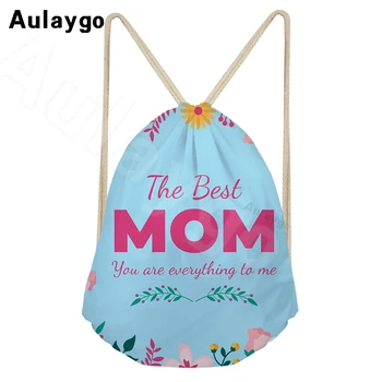 

Aulaygo MOM Character Unique Design Casual Woman Softback Drawstring Bag Backpacks Multi-function Beach Sack Daily Shopping Bag