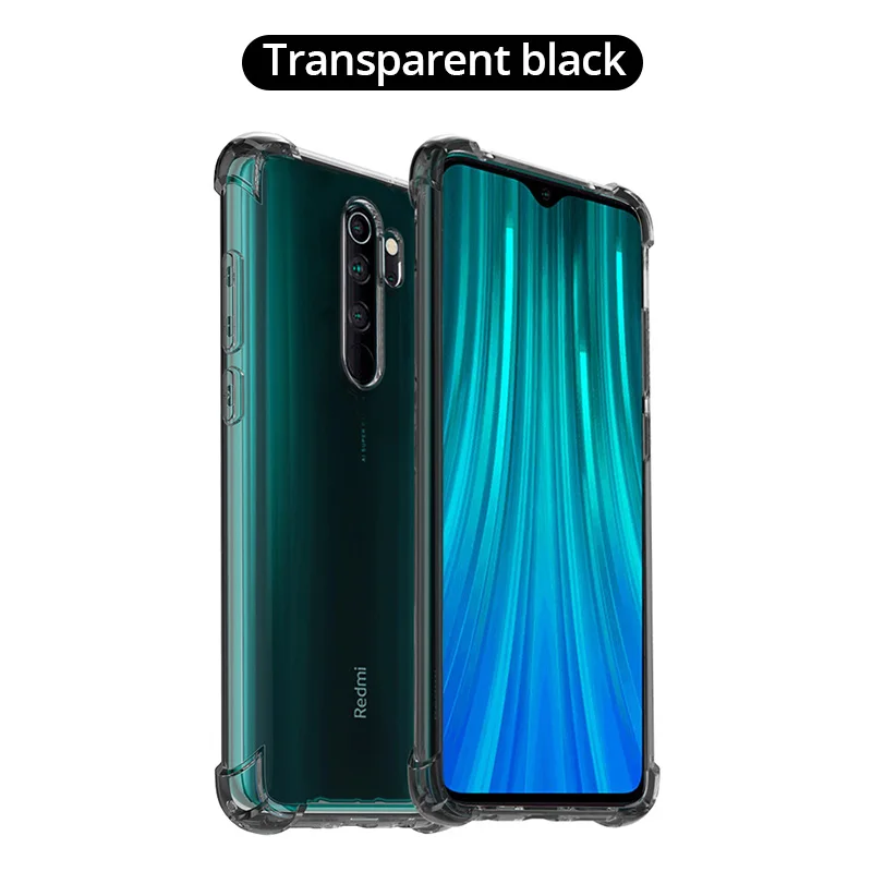 Transparent Black PZOZ для Xiaomi Redmi Note 8 8T Pro защитный чехол для телефона прозрачный противоударный роскошный силиконовый чехол-накладка - Цвет: Transparent Black