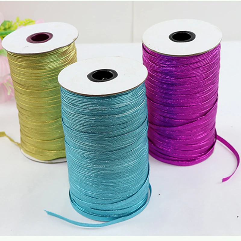 

6MM Glitter Gold Silver Elastic Bands High Quality 1Roll 50Yards Rubber Band Ribbon DIY Sewing Trim Waist Band Garment Accessory