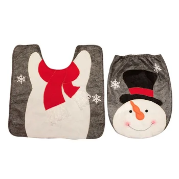 

Household Santa Elk Bathroom Toilet Tank Cartoon Cover Christmas Decor Toilet Seat Floor Mat Pad New Year Xmas Toilet Seat