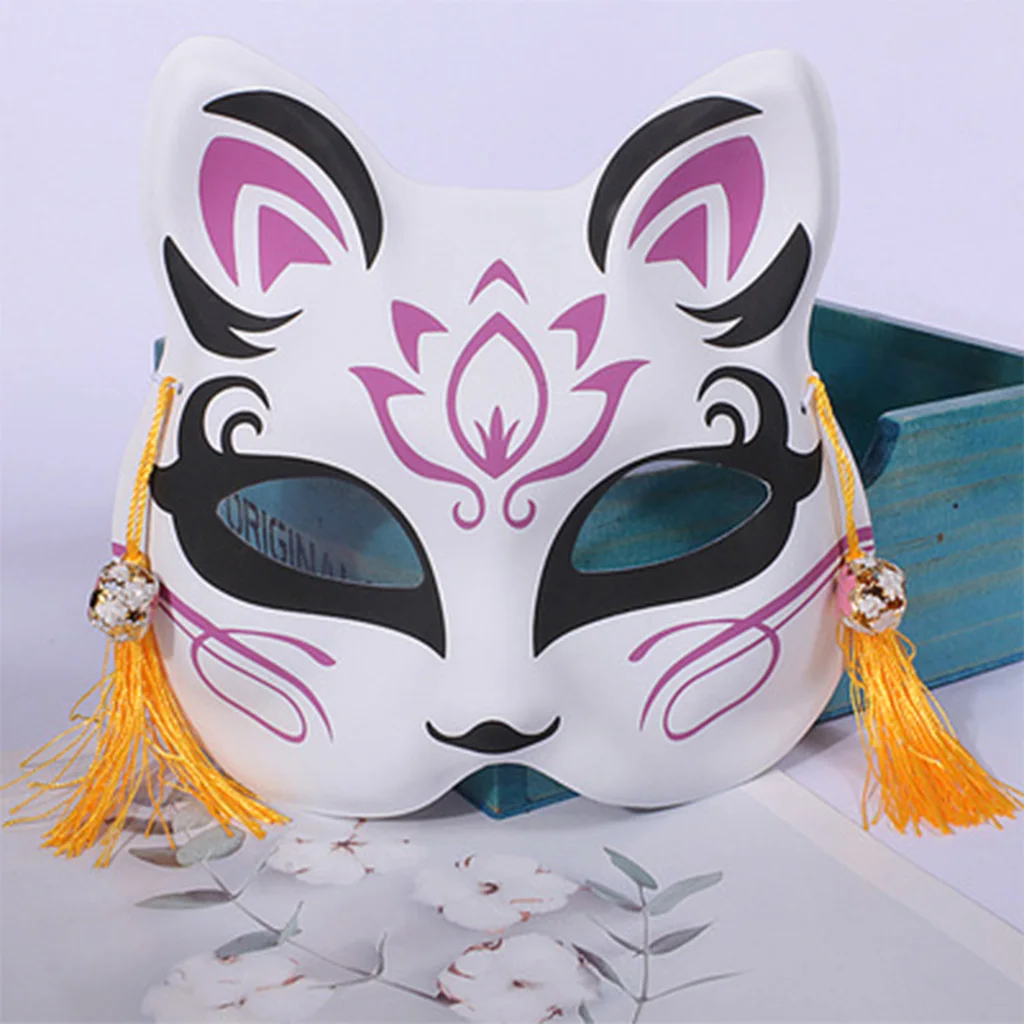 Anime Demon Slayer Foxes Mask Hand-painted Japanese Mask Half Face Mask Festival Ball Kabuki Kitsune Masks Cosplay Prop
