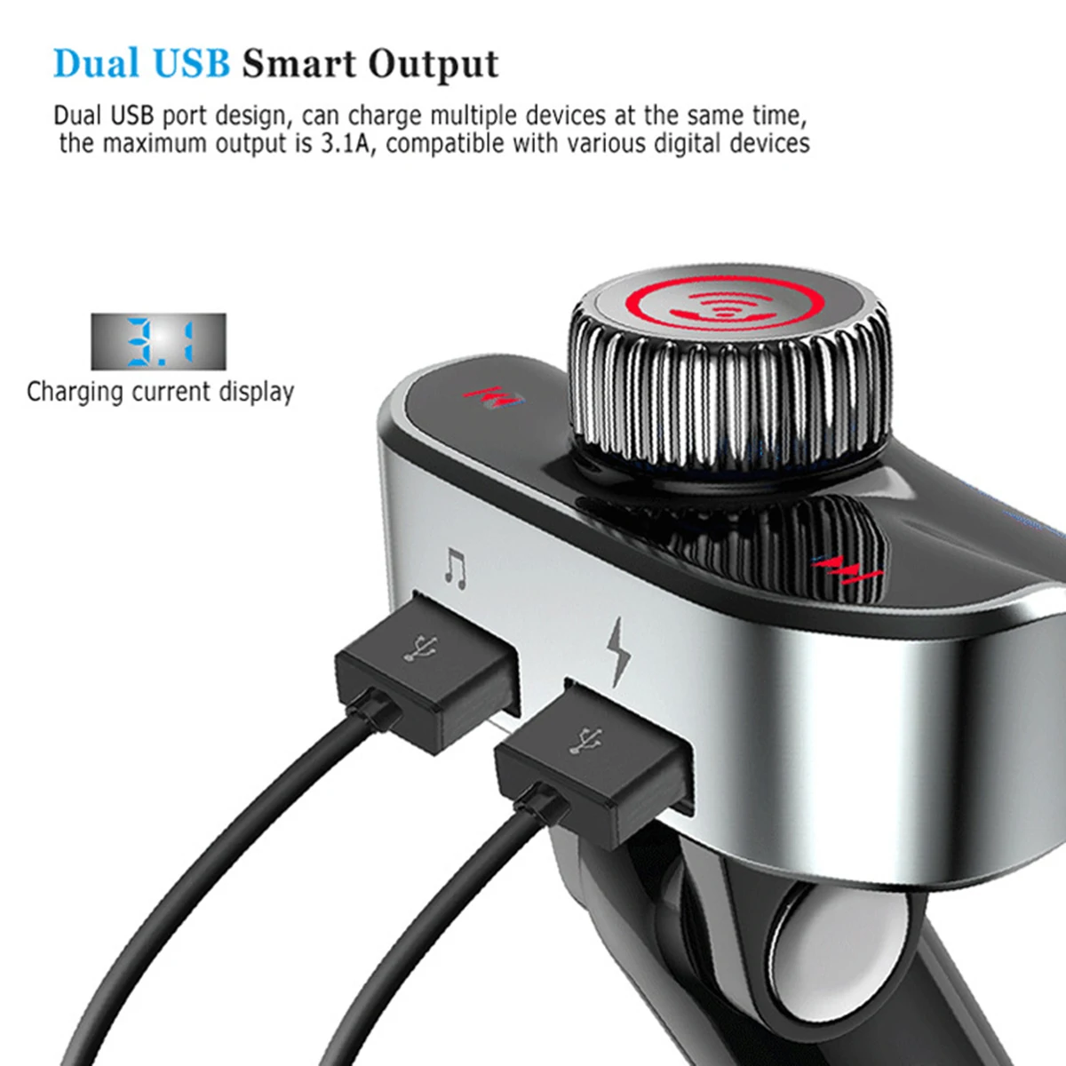 Car Kit Handsfree Wireless MP3 Player Kit Dual-port USB Car Charger FM Transmitter Wireless Hands-free Adapter