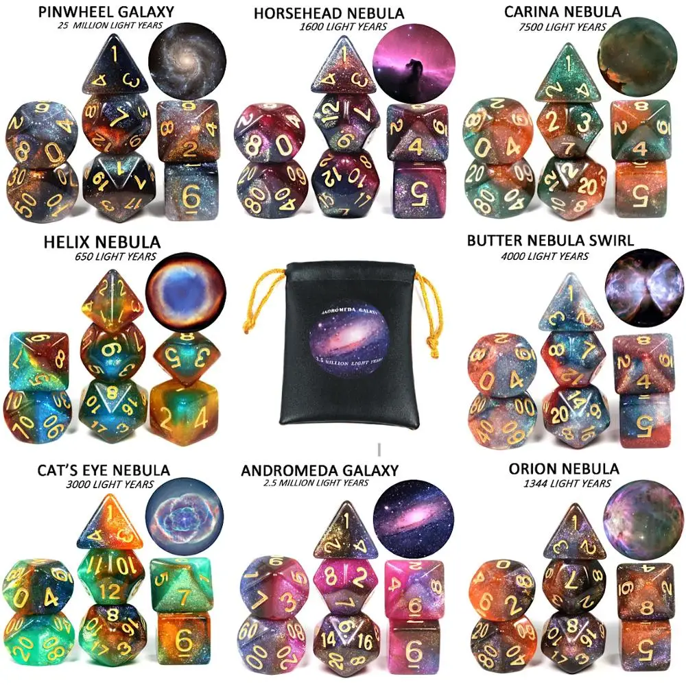 Cosmic Galaxy Concept Dice 7 шт. с сумкой/коробкой для ролевых игр аксессуары стола 8 тем