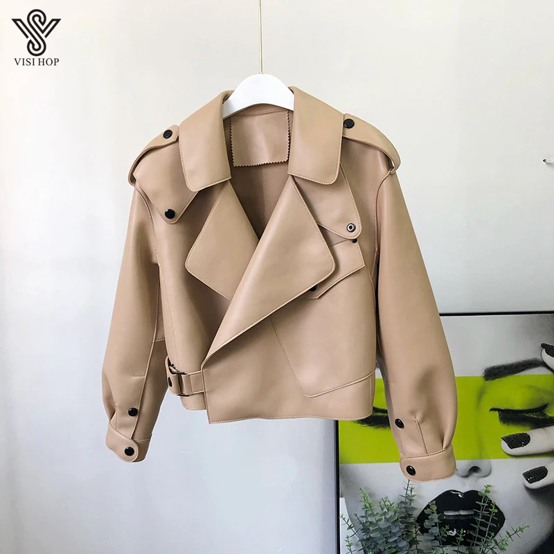 VISI HOP VS4202 new arrival luxury locomotive fashion hot sale dress real leather jacket genuine sheep leather women coat down coat women Coats & Jackets