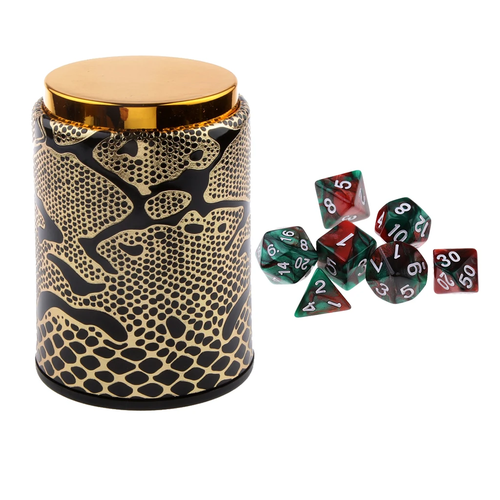 7X Acrylic Polyhedral Dice For Dungeons And Dragons Board Games Accessory+Dice Cup #1