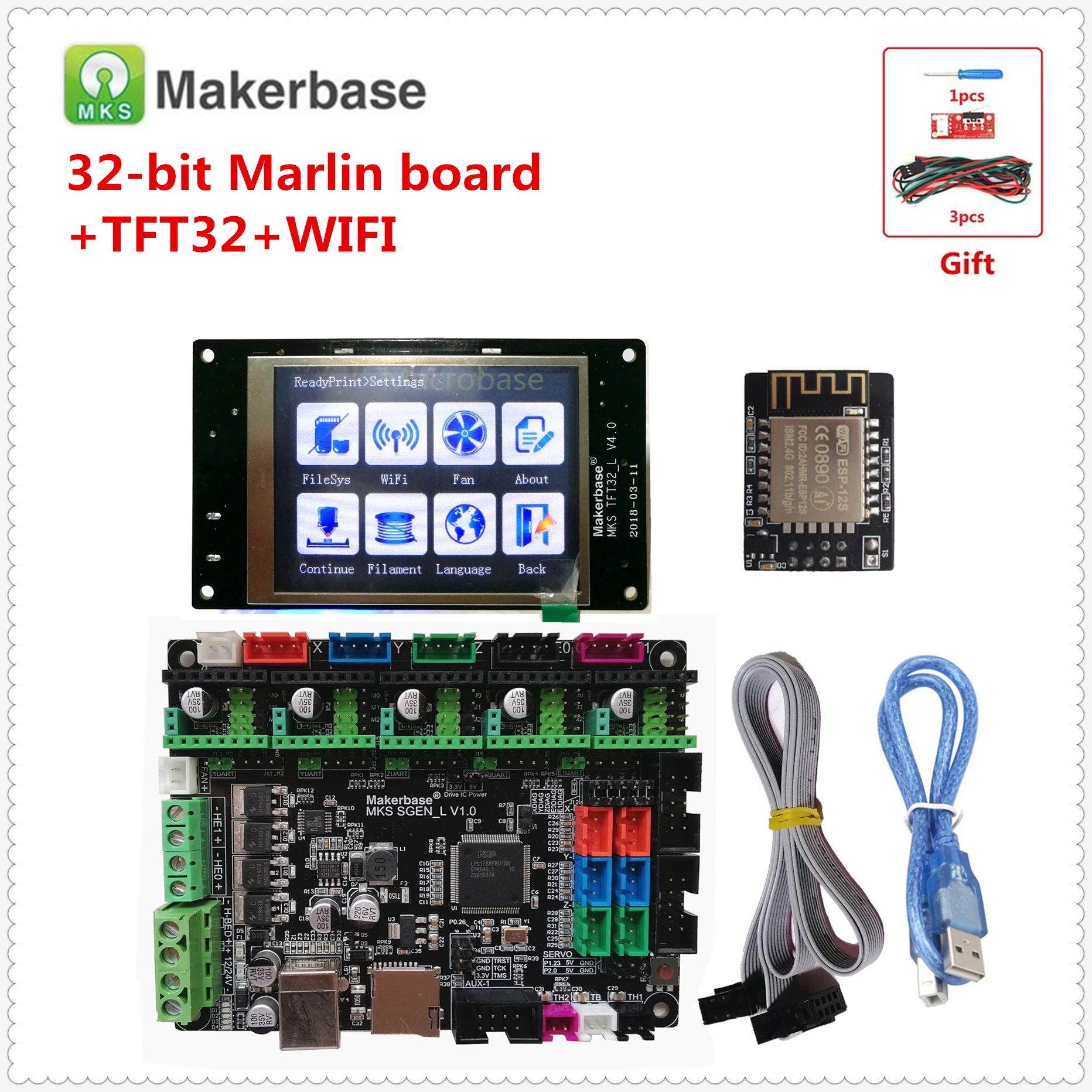 Совместимая карта Marlin 2 0 Smoothieware MKS SGEN L + TFT 32 сенсорный дисплей часть Wi Fi 3d принтер