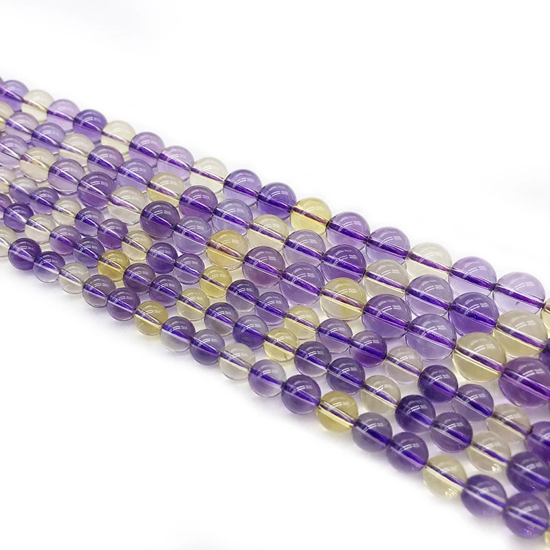 Natural Stone Clear  Purple Yellow Citrines Quartz  Gem  Ametrines Jaspers Beads For Jewelry DIY Making Bracelet Necklace