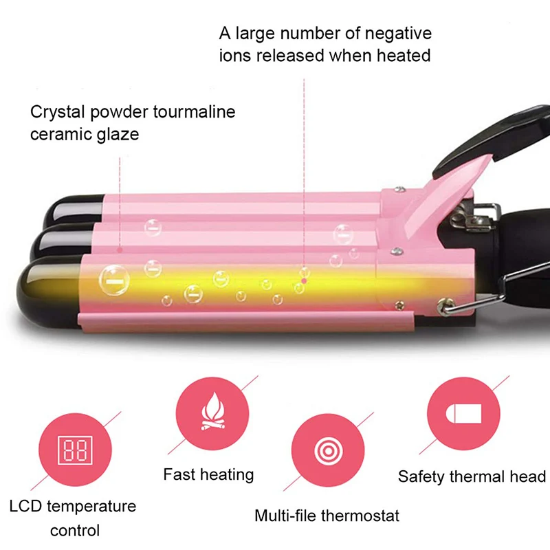 Профессиональные керамические тройные щипцы для завивки волос, волнистые пушистые гофрированные волосы, Обжимные щипцы для завивки волос, 5 типов инструментов для укладки