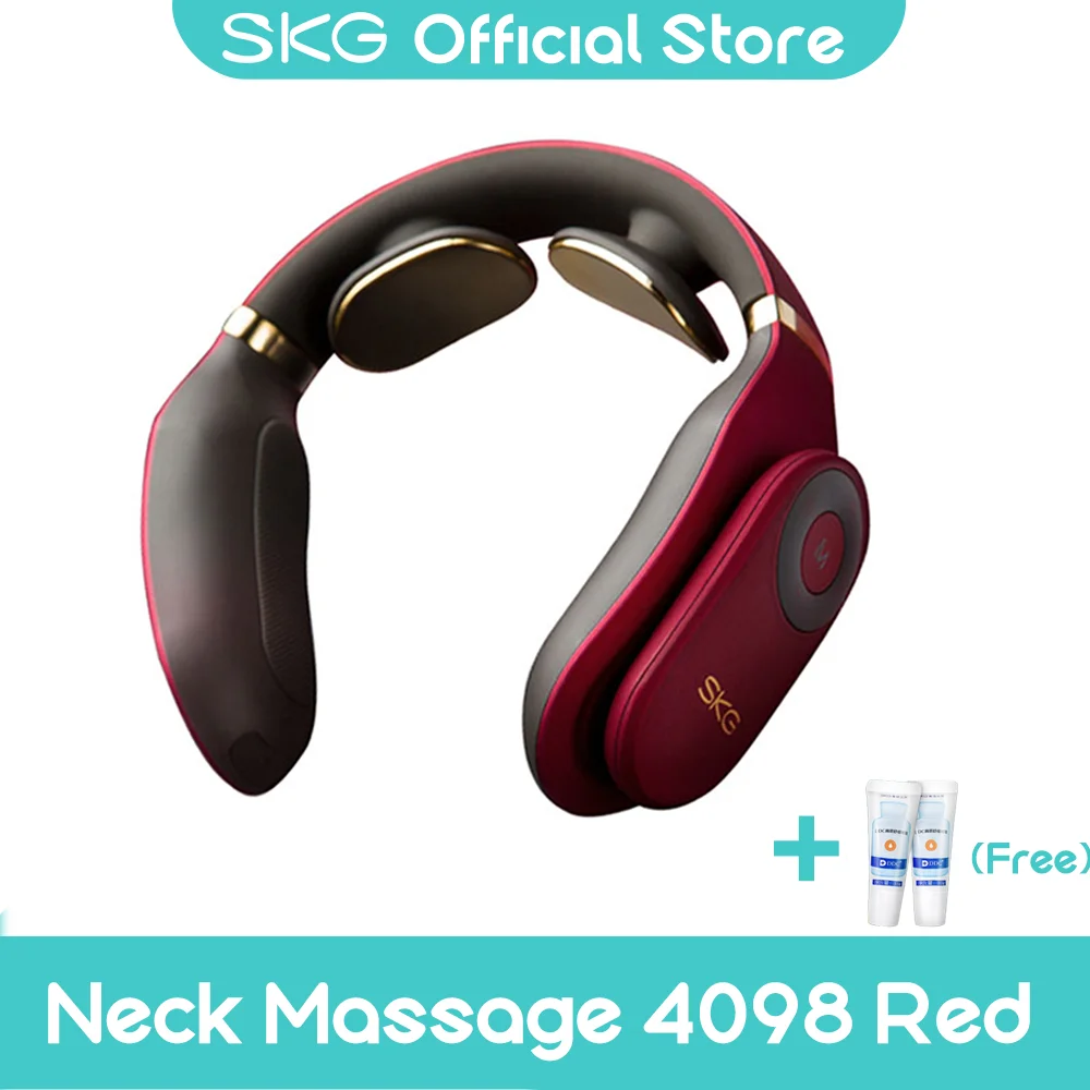 SKG Smart Electric Neck Shoulder Massager 4098 Red Pain Relief Remote Control Cervical Vertebra Relaxation Electric Pulse