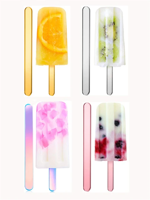 Reusable Ice Cream Popsicle Sticks Clear Acrylic Stick Ice Cream Spoon Diy  Ice Cube Popsicle Stick Kitchen Cake Tool Accessories - Ice Cream Tools -  AliExpress