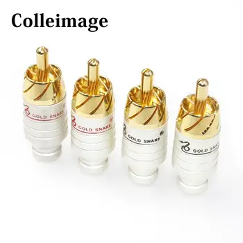 

Colleimage Hifi 4pcs Gold Plated RCA Connector RCA Plug Connector interconnect Cable audio Plug rca Socket