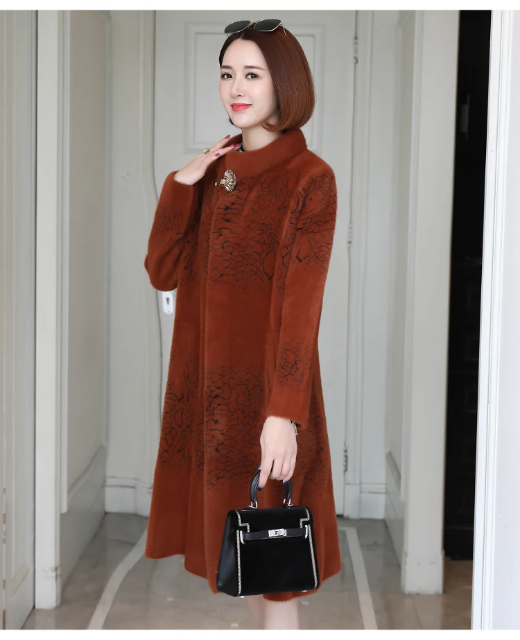 Noble fashion in the fall and winter of imitated mink wool coat in the new popular long overcoat