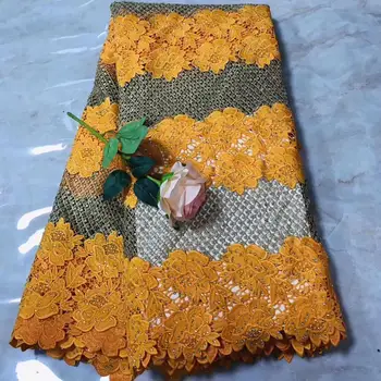 

5 yards/lot high quality with fashion embroidered net tulle mesh lace gold french Stones lace fabrics for wedding dress LL13688