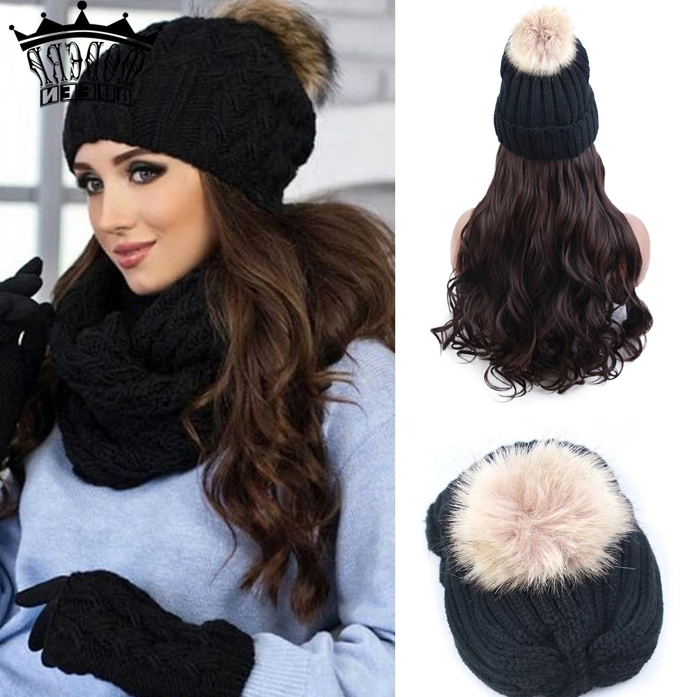 Synthetic Curly Knit Skiing Winter Hats 