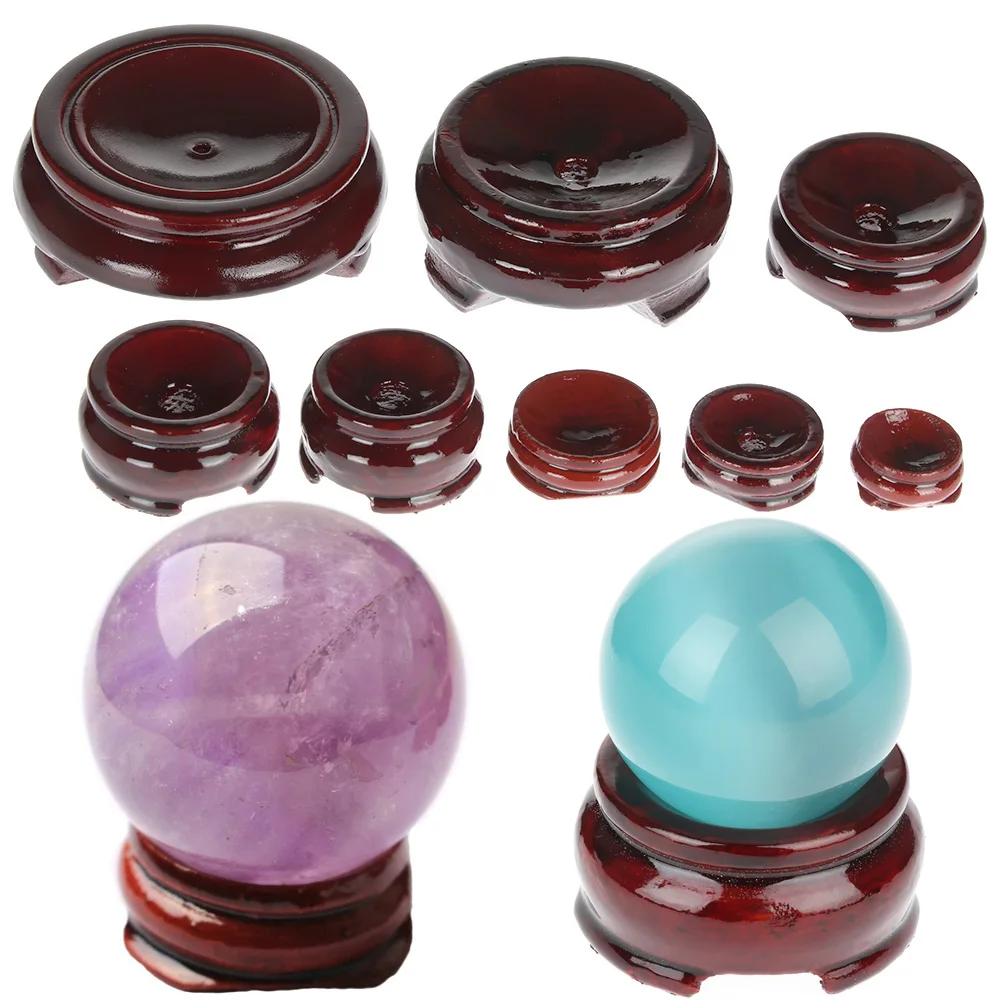 Miniature Ornament Natural Wood Holder Globe Base For Crystal Ball