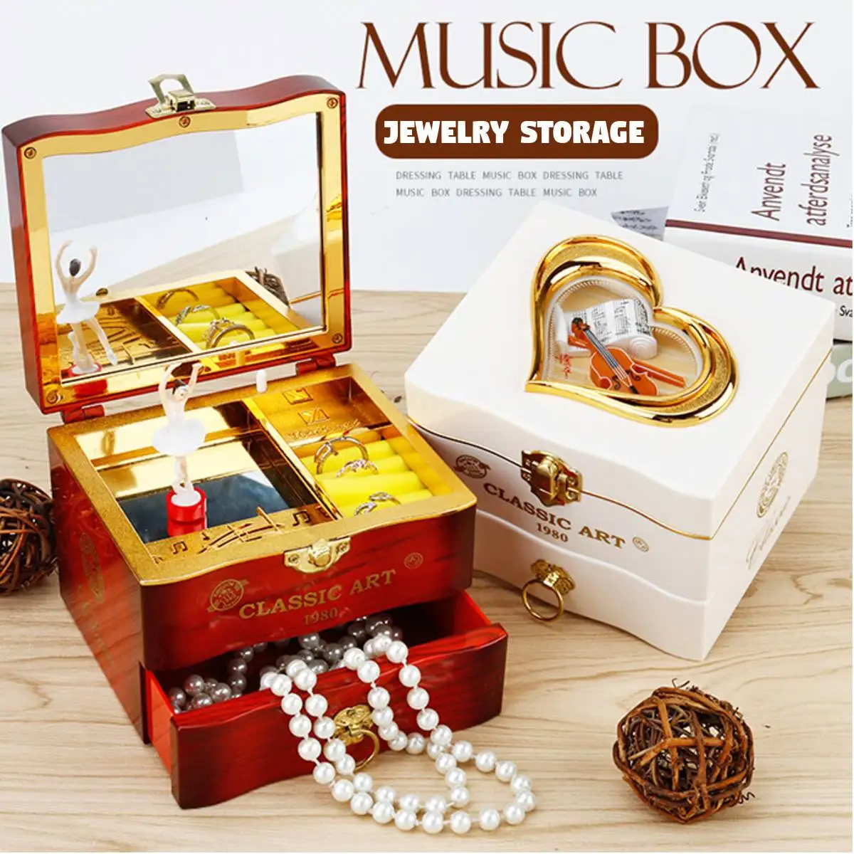 Jewelry Music Box Classic Rotating Dancer Ballerina Piano Clockwork Plastic Girls Hand Crank Music Mechanism Christmas Gift New 1