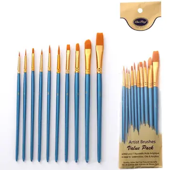 

10 Pieces Nylon Hair Acrylic Brushes with Paint Tray Palettes Plastic 2 Pieces Q6PA