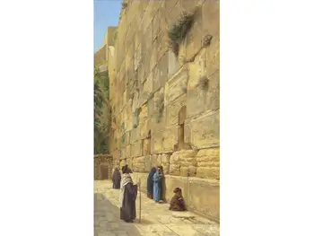 

Hand Painted Art Paintings by College Teachers - At the Wailing Wall Gustav Bauernfeind Jewish - Oil Painting on Canvas