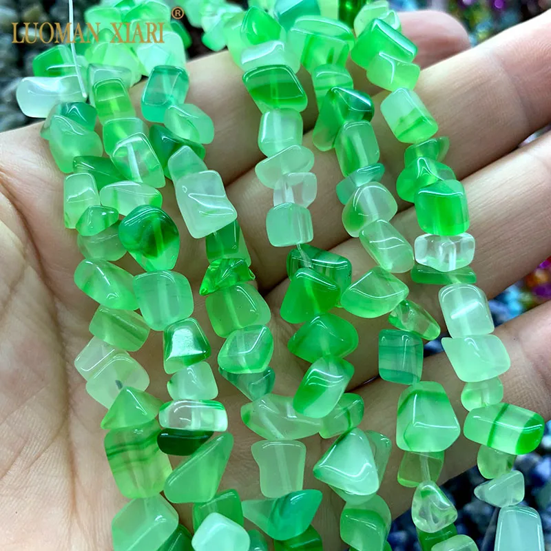 green agate 2 шт натуральные камни разного размера бусины Агаты Кристалл малахитов аметистов для самостоятельного изготовления ювелирных изделий браслет ожерелье 5-8 мм - Цвет: green agate