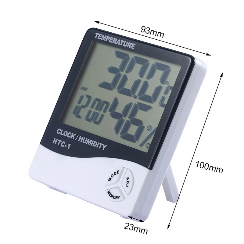 1pcs LCD Digital Temperature Humidity Meter Indoor Outdoor Hygrometer Thermometer C/F Weather Station With Alarm Clock Function