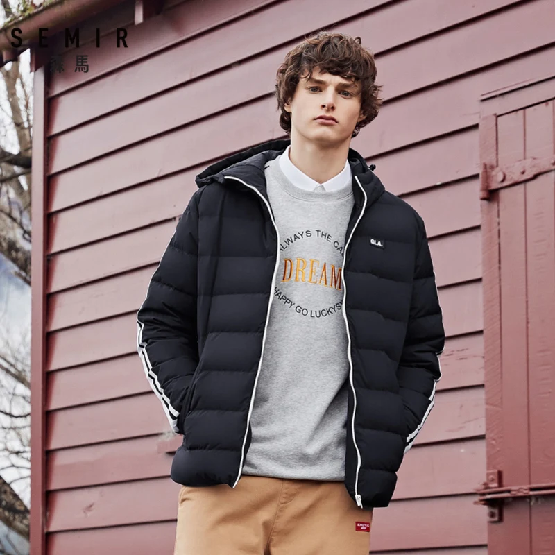 SEMIR пуховик мужской короткий Повседневный Модный Дикий зимний теплый тренд красивый жакет одежда с капюшоном для взрослых пуховик