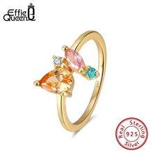 Effie Queen 100% Настоящее серебро 925 пробы геометрическое кольцо для