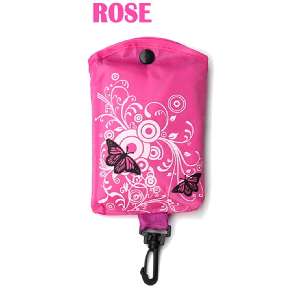 Большая квадратная сумка для покупок с бабочкой, Экологичная Складная многоразовая переносная сумка на плечо из полиэстера для путешествий - Цвет: Розовый