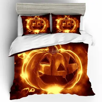 

Duvets and Linen Sets Bed Linen Cotton Home Textiles Bed Linen Set Halloween Luxury Kid Quality 3D Couple King Size Bedding Set