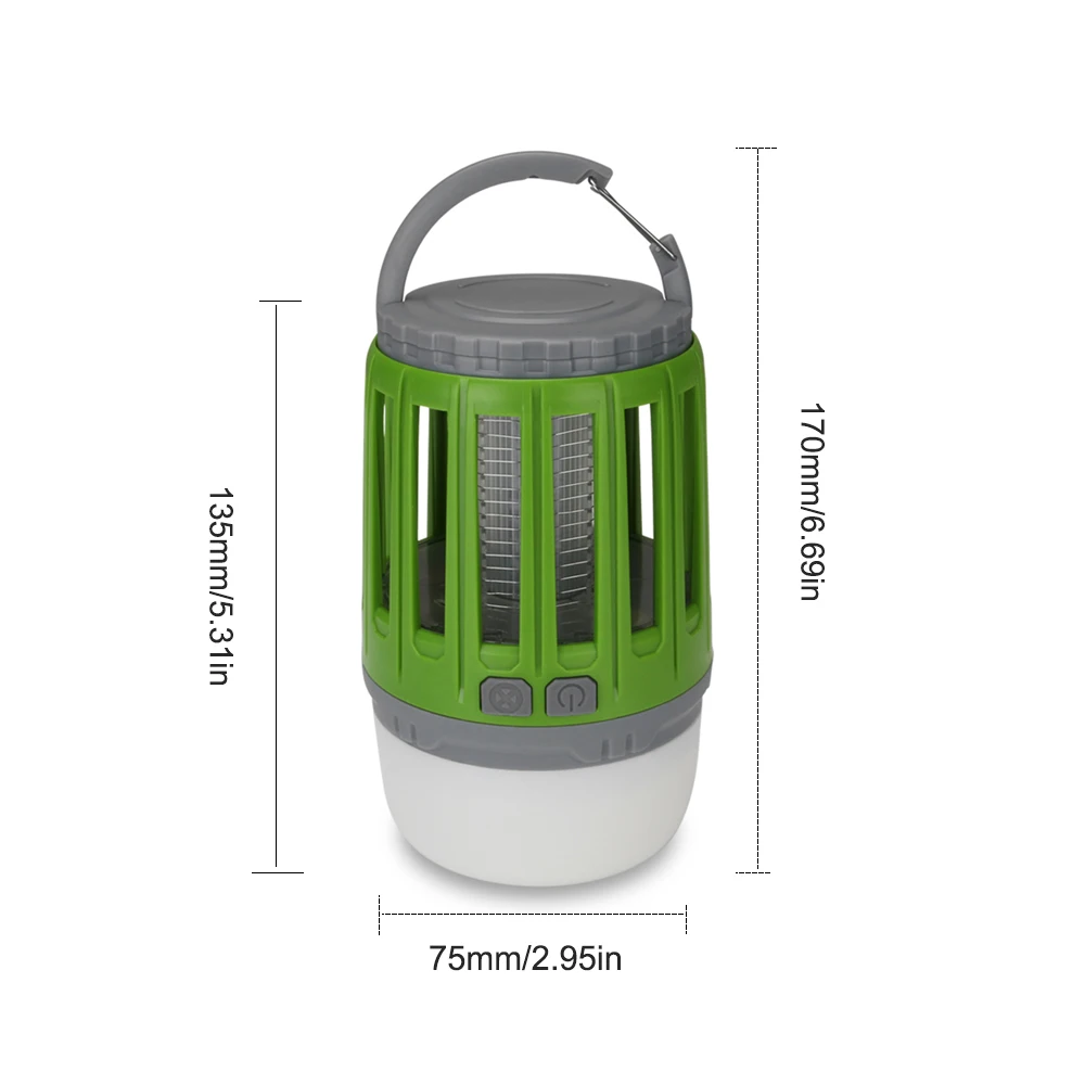USB Rechargeable Mosquito Killing Lamp Portable Tent Light Built-in Bug Zapper Killer Repellent Camping Lantern Night Light