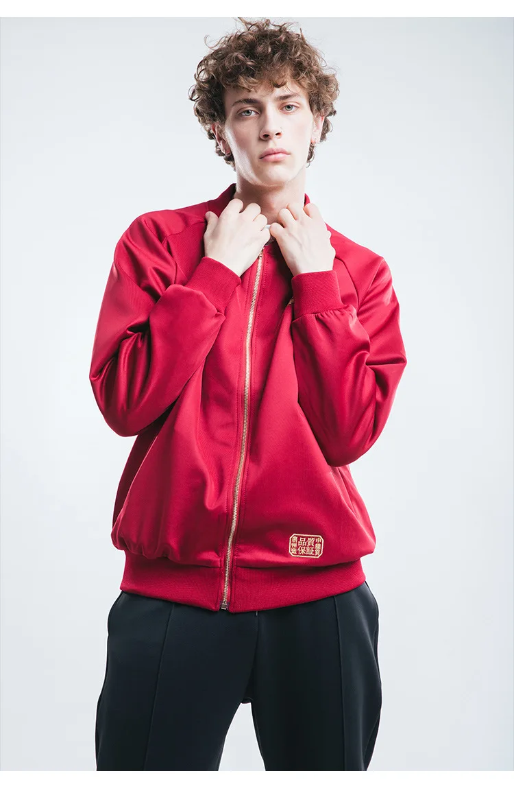 Популярная брендовая осенняя и зимняя новая стильная мужская одежда Пекинская китайская мужская куртка на молнии с вышивкой в стиле ретро