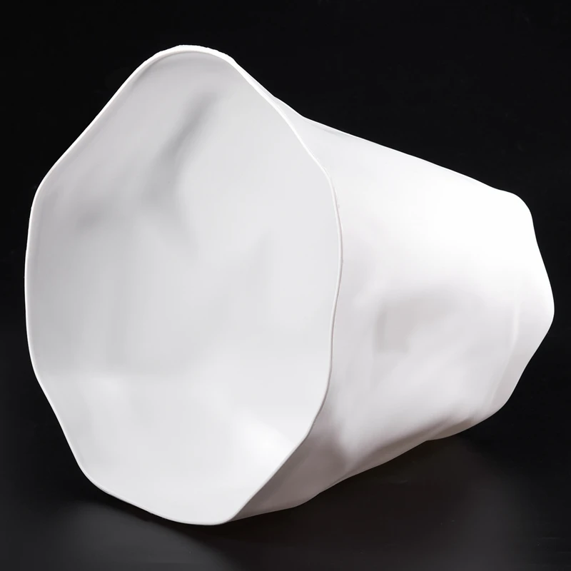 Living Room Uncovered Trash Can Bedroom Large Dustbin Bathroom Paper Rubbish Bin—White