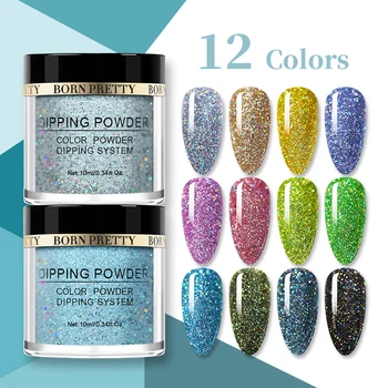 

BORN PRETTY Shining Dipping Nail Powder Without Lamp Cure Holo-graphics Glitter Gradient French Nail Art Decoration Power