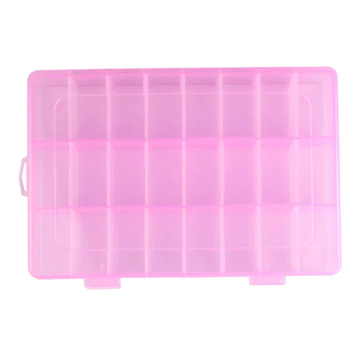 Регулируемая 24 отсека пластиковая коробка для хранения ювелирных изделий серьги Чехол ювелирные изделия из бисера чехол коробка контейнер для хранения ювелирных украшений Органайзер - Цвет: Pink