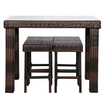 

Bar Stool-Table and Chair Set of 5 Brown Gradient dinning table set bar table and chairs set home furniture