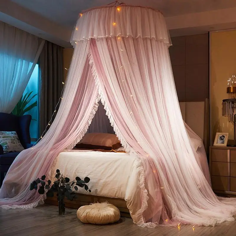 Dome Fly Screens Girls Bedroom Bed Canopy Curtain Lace Mosquito Net Princess 