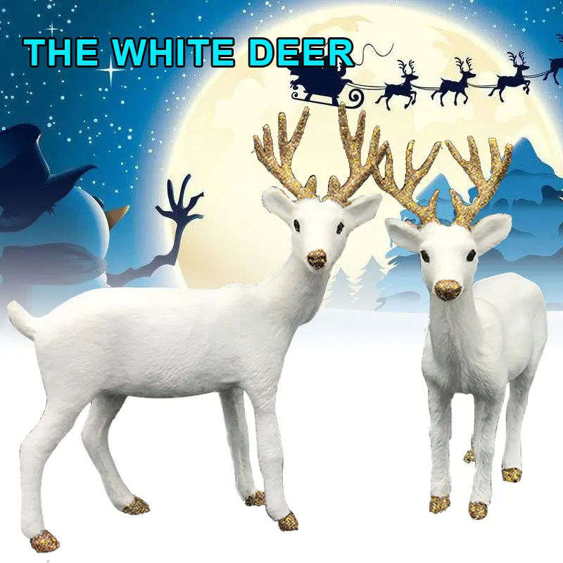 Моделирование Белый олень Рождество Белый Лось Рождество Белый олень стоящий магазин дисплей окно имитация офиса 2 размера