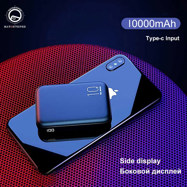 20000 мАч Мини банк питания Tpye-C Mirco USB Intput Быстрая зарядка боковой дисплей портативное зарядное устройство двойной USB быстрый выход Банк питания - Цвет: 10000mAh