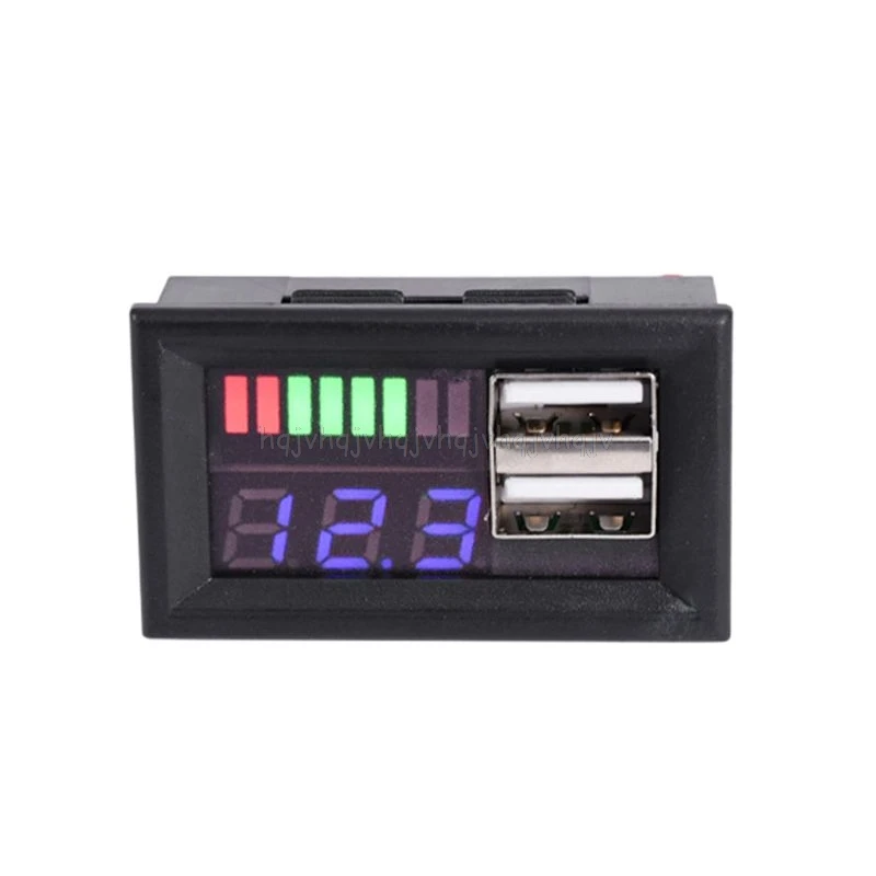Blue LED Digital Display Voltmeter Mini Voltage Meter Volt Tester Panel For DC 12V Cars Motorcycles Vehicles USB 5V2A output S05