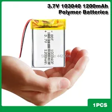 Bateria de polímero de lítio li 3.7 103040 mah, para lanterna led, controle remoto, selfie, 1200 v