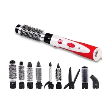 

9 in 1 Electric Hot Air Hair Styler 3 Temperature Hair Curling Brush, Dryer, Straightener & Curling Iron