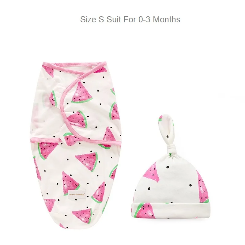 Watermelon Set 3M Пеленка+ шапочка для новорожденных, конверт, одеяла, мягкий спальный мешок для младенцев, спальный мешок, постельные принадлежности, теплый детский кокон, пеленание детей - Цвет: Watermelon Set 3M