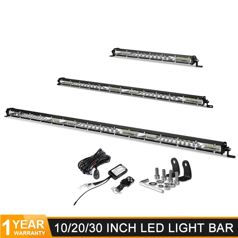 Najtaniej Super cienki listwa świetlna led 10 20 30 cal wiązka kombi jeden rząd listwa led Offroad dla samochodów ciężarowych 4x4 ATV UAZ SUV 12V 24V lampa do jazdy