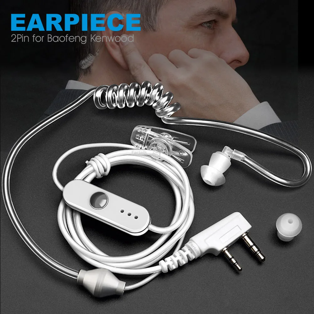 Crystal Cable Headset Earpiece Earphone for Kenwood TK baofeng UV