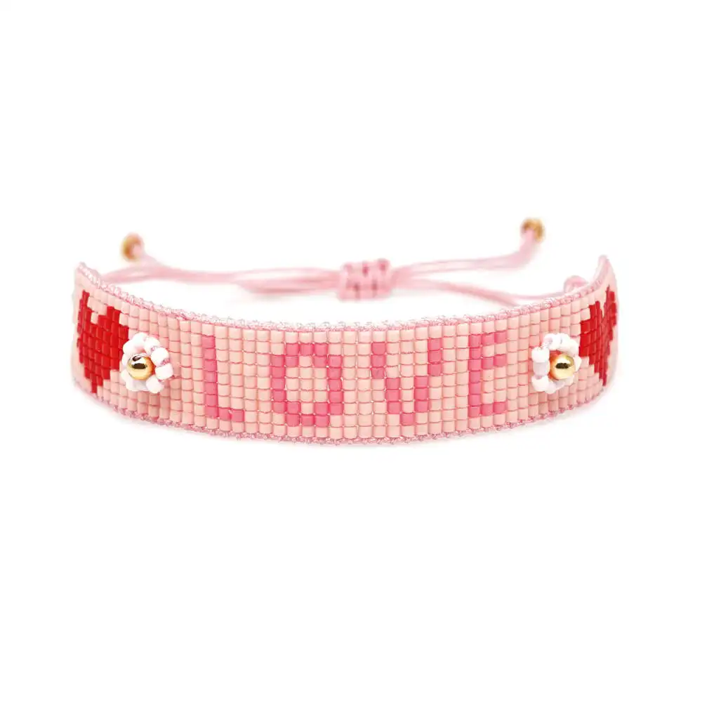 

Go2boho MIYUKI Heart Bracelet Cuff Beads Bracelet Love Letter Jewelry Women Pulseira Mujer Moda 2019 New BohoHandmade Loom Woven