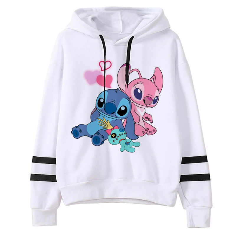 Kawaii Stitch Ohana Hoodies Women Disney Cartoon  Lilo Stitch Graphic Streetwear Anime Unisex Korean Style Sweatshirts Female