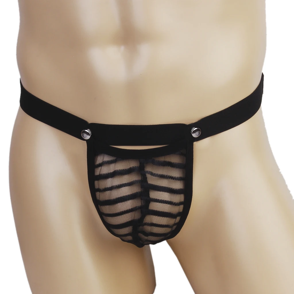 

Sexy Mens G-string Underwear Jockstrap Thong Panty Mesh Pouch w/Snaps New
