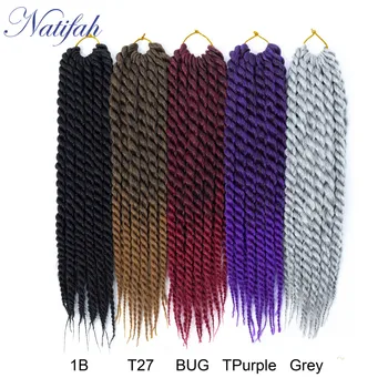 

Natifah Crochet Braids Hair Havana Senegalese Synthetic Hair Mambo Twist Hair 12inch 12Roots/Pack 8Color Ombre Brown Braids